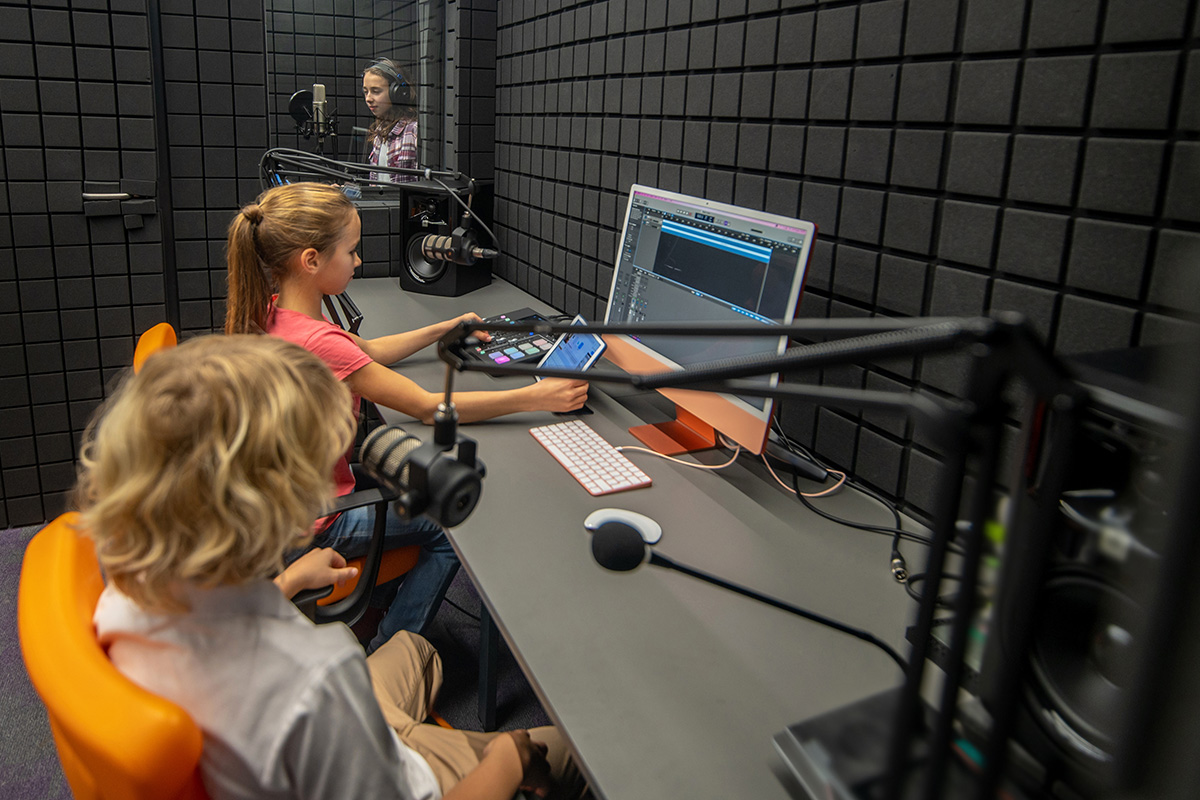 Children recording ELT audio in a recording studio - ELT and e-learning audio production